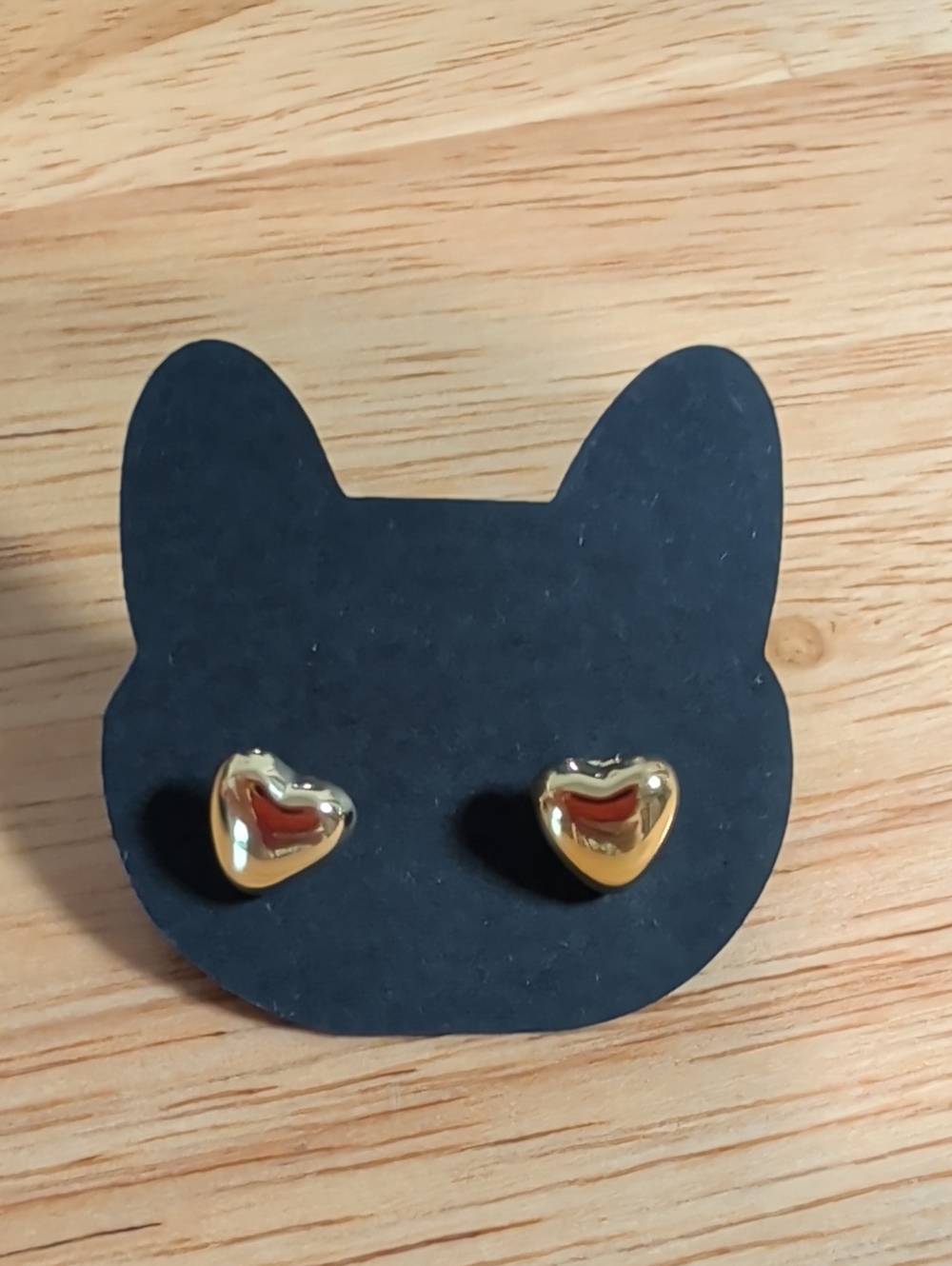 Gold Heart and Clear Crystal Stud Earring Set - Picture 3 of 3